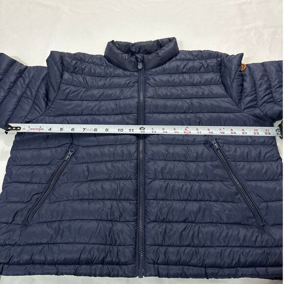 Save The Duck Women Large Neha Cropped Puffer Jacket Blue Ultra Lightweight Coat - Picture 12 of 12